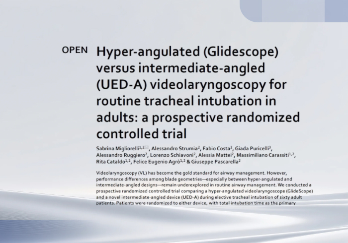A Prospective Randomized Controlled Trial Comparing Hyperangulated (GlideScope) and Medium-Angled (UED-A) Video Laryngoscopes for Routine Tracheal Intubation in Adults